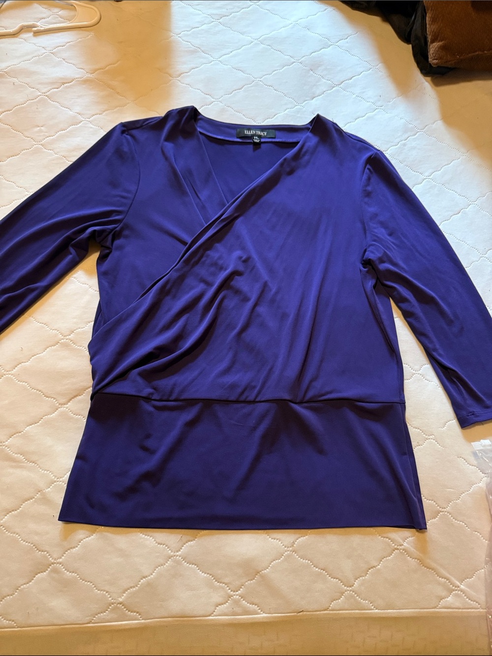 129 Ellen Tracy Purple wrap top